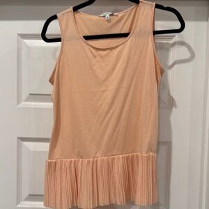 Rose and Olive peach Pleated Sleeveless Tank Top